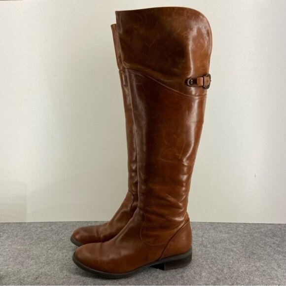Source Unknown Shoes - Source Unknown Gorgeous Brown Leather Tall Over The Knee Riding Boots Women 37